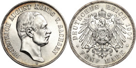Sachsen
Friedrich August III. 1904-1918 5 Mark 1907 E Jaeger 136 Kl. Kratzer, fast Stempelglanz/Stempelglanz