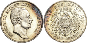 Sachsen
Friedrich August III. 1904-1918 5 Mark 1914 E Jaeger 136 Kl. Kratzer, fast vorzüglich/vorzüglich-Stempelglanz