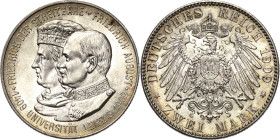 Sachsen
Friedrich August III. 1904-1918 2 Mark 1909 (E) Universität Leipzig Jaeger 138 Prachtexemplar. Fast Stempelglanz/Stempelglanz