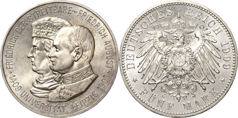 Sachsen
Friedrich August III. 1904-1918 5 Mark 1909 (E) Universität Leipzig Jae...