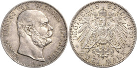 Sachsen-Altenburg
Ernst 1853-1908 2 Mark 1901 A 75. Geburtstag Jaeger 142 Fast vorzüglich/vorzüglich-Stempelglanz