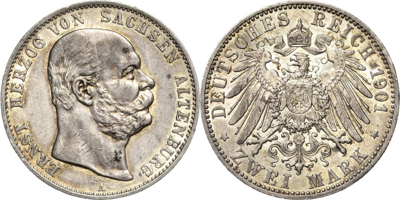 Sachsen-Altenburg
Ernst 1853-1908 2 Mark 1901 A 75. Geburtstag Jaeger 142 Sehr ...