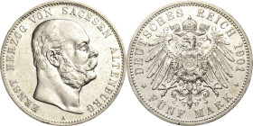 Sachsen-Altenburg
Ernst 1853-1908 5 Mark 1901 A 75. Geburtstag Jaeger 143 Randfehler, sehr schön/sehr schön-vorzüglich