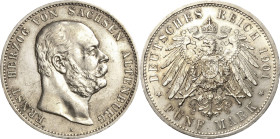 Sachsen-Altenburg
Ernst 1853-1908 5 Mark 1901 A 75. Geburtstag Jaeger 143 Sehr schön/sehr schön-vorzüglich