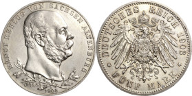 Sachsen-Altenburg
Ernst 1853-1908 5 Mark 1903 A Regierungsjubiläum Jaeger 144 Kl. Randfehler, leicht berieben, fast vorzüglich/vorzüglich