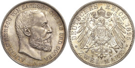 Sachsen-Coburg-Gotha
Alfred 1893-1900 2 Mark 1895 A Jaeger 145 Prachtvolles Exemplar mit herrlicher Patina. Vorzüglich-Stempelglanz/Stempelglanz
