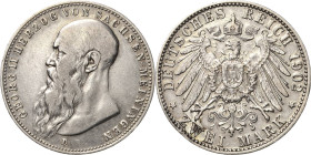 Sachsen-Meiningen
Georg II. 1866-1914 2 Mark 1902 D Langer Bart Jaeger 151 a Selten. Zaponiert, fast sehr schön/sehr schön