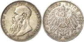 Sachsen-Meiningen
Georg II. 1866-1914 5 Mark 1902 D Langer Bart Jaeger 153 a Randfehler, sehr schön-vorzüglich