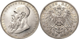 Sachsen-Meiningen
Georg II. 1866-1914 5 Mark 1908 D Kurzer Bart Jaeger 153 b Sehr schön/sehr schön+