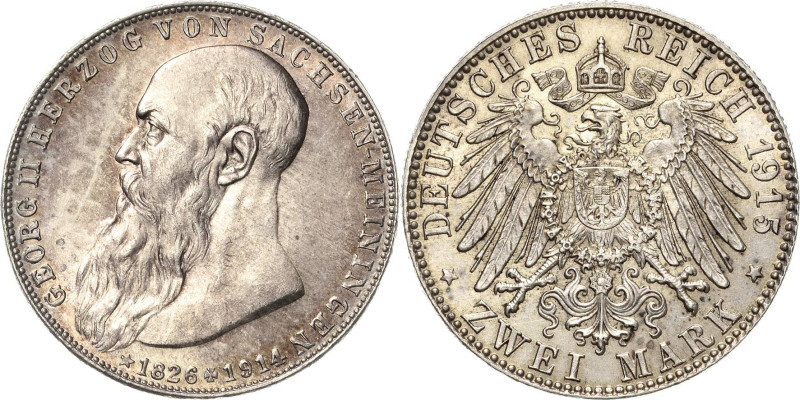 Sachsen-Meiningen
Georg II. 1866-1914 2 Mark 1915 (D) Auf seinen Tod Jaeger 154...