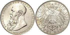 Sachsen-Meiningen
Georg II. 1866-1914 2 Mark 1915 (D) Auf seinen Tod Jaeger 154 Kl. Kratzer, vorzüglich-Stempelglanz