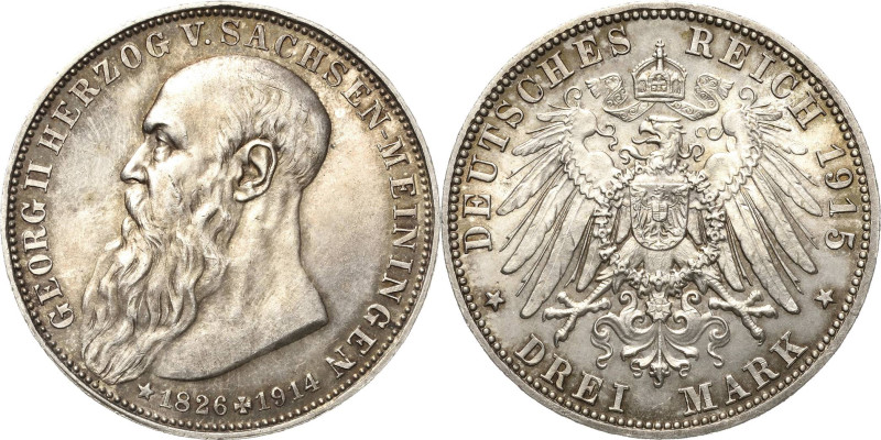 Sachsen-Meiningen
Georg II. 1866-1914 3 Mark 1915 (D) Auf seinen Tod Jaeger 155...