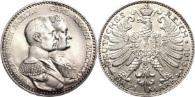Sachsen-Weimar-Eisenach
Wilhelm Ernst 1901-1918 3 Mark 1915 A Jahrhundertfeier Jaeger 163 Avers kl. Kratzer, vorzüglich-Stempelglanz/Stempelglanz