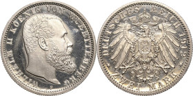 Württemberg
Wilhelm II. 1891-1918 2 Mark 1912 F Jaeger 174 Leicht berührt, Polierte Platte