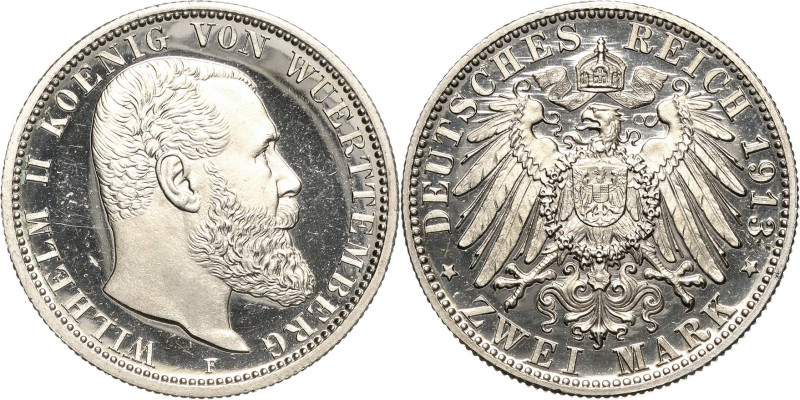 Württemberg
Wilhelm II. 1891-1918 2 Mark 1913 F Jaeger 174 Leicht berührt, Poli...