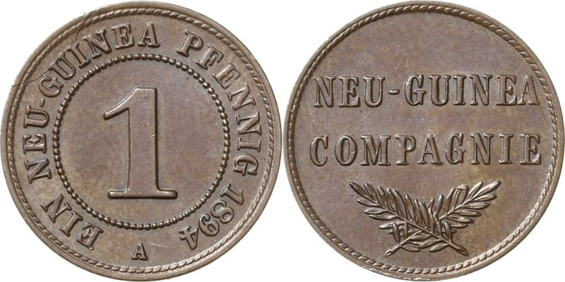 Deutsch-Neuguinea
 1 Neu-Guinea Pfennig 1894 A Jaeger 701 Avers kl. Stempelriss...