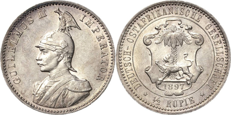 Deutsch-Ostafrika
 1/2 Rupie 1897 (A) Jaeger 712 Kl. Kratzer, vorzüglich-Stempe...