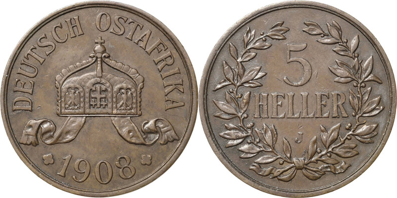 Deutsch-Ostafrika
 5 Heller 1908 J Jaeger 717 Fast vorzüglich