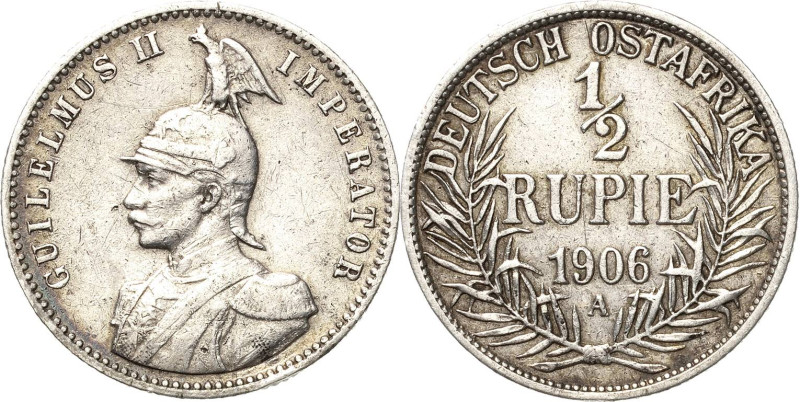 Deutsch-Ostafrika
 1/2 Rupie 1906 A Jaeger 721 Seltener Jahrgang. Avers Kratzer...