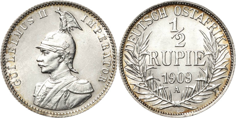 Deutsch-Ostafrika
 1/2 Rupie 1909 A Jaeger 721 Kl. Randfehler, fast vorzüglich/...