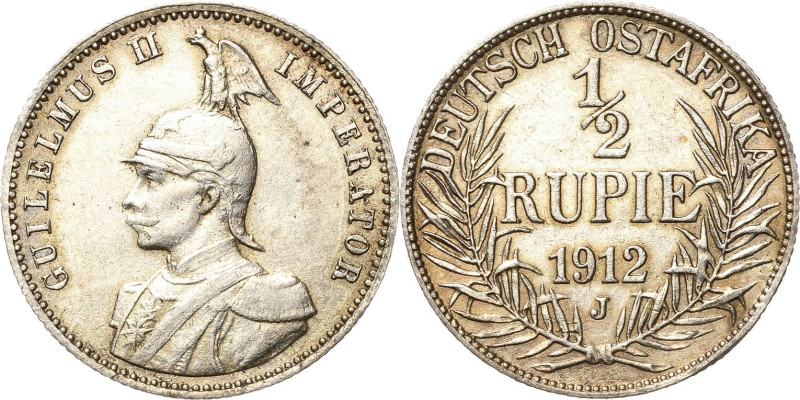 Deutsch-Ostafrika
 1/2 Rupie 1912 J Jaeger 721 Leicht berieben, sehr schön-vorz...