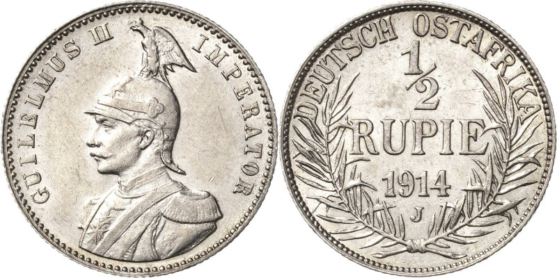 Deutsch-Ostafrika
 1/2 Rupie 1914 J Jaeger 721 Fast vorzüglich/vorzüglich-Stemp...