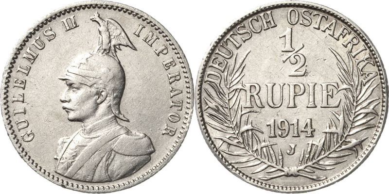 Deutsch-Ostafrika
 1/2 Rupie 1914 J Jaeger 721 Randfehler, sehr schön-vorzüglic...