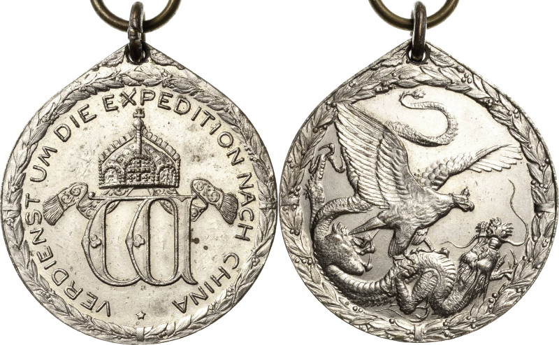Kiautschou
 Versilberte Bronzemedaille 1901. Kiautschou-Denkmünze auf die Niede...