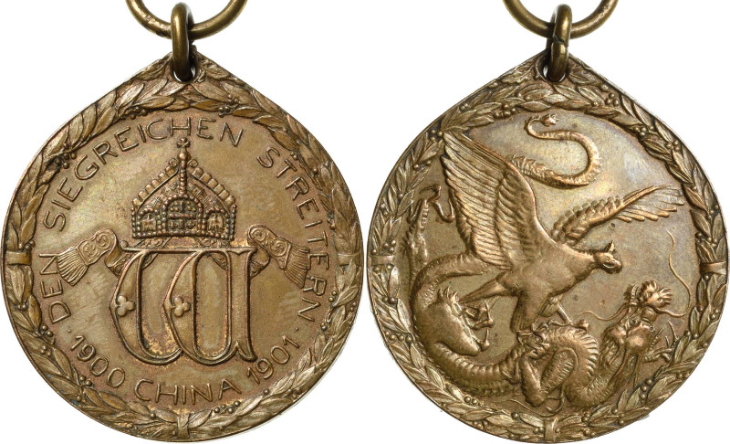 Kiautschou
 Bronzemedaille 1901. Kiautschou-Denkmünze auf die Niederschlagung d...