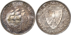 3 Reichsmark 1927 A Bremerhaven Jaeger 325 Winz. Randfehler, Polierte Platte