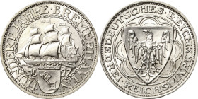 3 Reichsmark 1927 A Bremerhaven Jaeger 325 Fast Stempelglanz