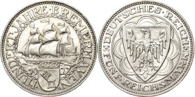5 Reichsmark 1927 A Bremerhaven Jaeger 326 Fast vorzüglich/vorzüglich
