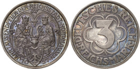 3 Reichsmark 1927 A Nordhausen Jaeger 327 Leicht berührt, Polierte Platte
