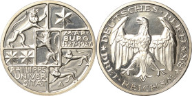 3 Reichsmark 1927 A Marburg Jaeger 330 Minimal berieben, Polierte Platte