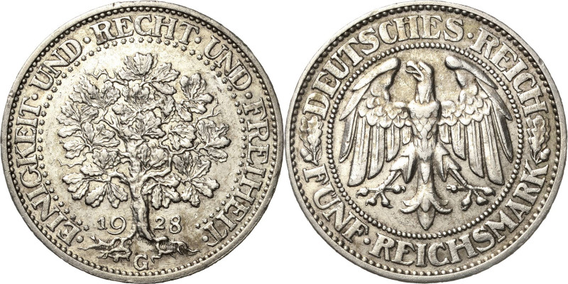 5 Reichsmark 1928 G Eichbaum Jaeger 331 Sehr schön-vorzüglich