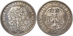 5 Reichsmark 1931 D Eichbaum Jaeger 331 Sehr selten in dieser Erhaltung. Min. berührt, Polierte Platte