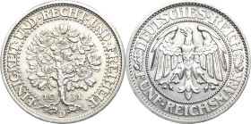 5 Reichsmark 1931 D Eichbaum Jaeger 331 Selten. Vorzüglich-prägefrisch