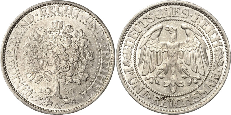 5 Reichsmark 1931 A Eichbaum Jaeger 331 Fast Stempelglanz