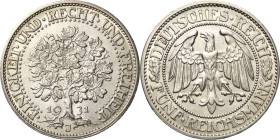 5 Reichsmark 1931 J Eichbaum Jaeger 331 Fast vorzüglich