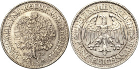 5 Reichsmark 1932 E Eichbaum Jaeger 331 Kl. Kratzer, fast vorzüglich/vorzüglich