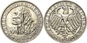 3 Reichsmark 1928 D Dürer Jaeger 332 Vorzüglich-prägefrisch
