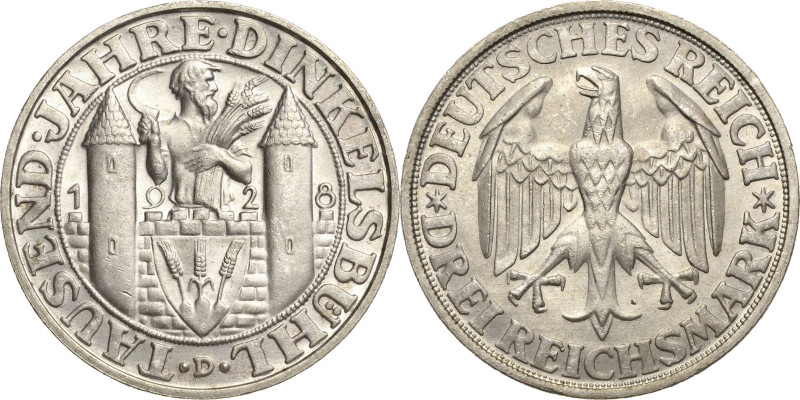 3 Reichsmark 1928 D Dinkelsbühl Jaeger 334 Fast prägefrisch/prägefrisch