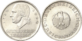 5 Reichsmark 1929 A Lessing Jaeger 336 Vorzüglich-prägefrisch