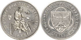 3 Reichsmark 1930 F Vogelweide Jaeger 344 Avers feine Kratzer, Polierte Platte