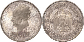 3 Reichsmark 1932 F Goethe Jaeger 350 Polierte Platte