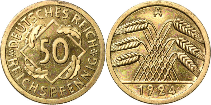Kleinmünzen
 50 Reichspfennig 1924 A Jaeger 318 Seltenes Prachtexemplar. Polier...