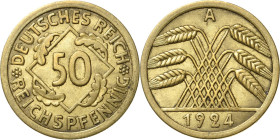 Kleinmünzen
 50 Reichspfennig 1924 A Jaeger 318 Selten. Sehr schön-vorzüglich