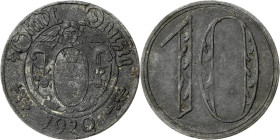 10 Pfennig 1920. Große Wertzahl Jaeger D 1 b Selten. Leichte Prägeschwäche, leicht korrodiert, sehr schön-vorzüglich
