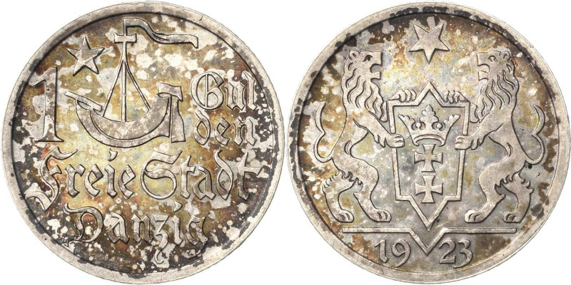 1 Gulden 1923. Kogge Jaeger D 7 Prachtexemplar. Prägefrisch
