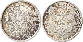 1 Gulden 1923. Kogge Jaeger D 7 Prachtvolles Exemplar. Fast prägefrisch